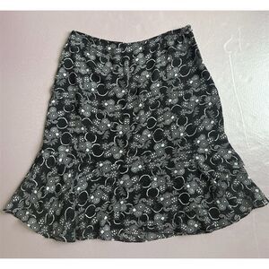 Kim Rogers Signature Women's XL‎ Black Floral A-Line Knee Length Skirt